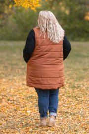 WAREHOUSE Harlow Long Vest - Cinnamon