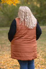 WAREHOUSE Harlow Long Vest - Cinnamon