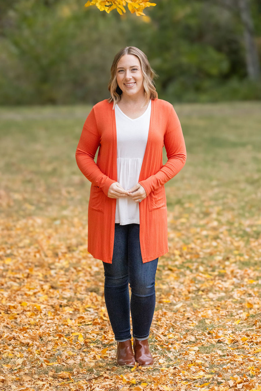 WAREHOUSE Classic Cardigan - Pumpkin FINAL SALE