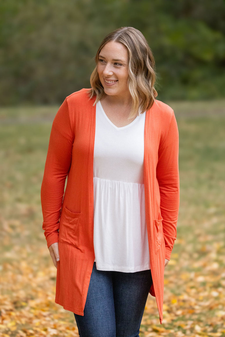 WAREHOUSE Classic Cardigan - Pumpkin FINAL SALE