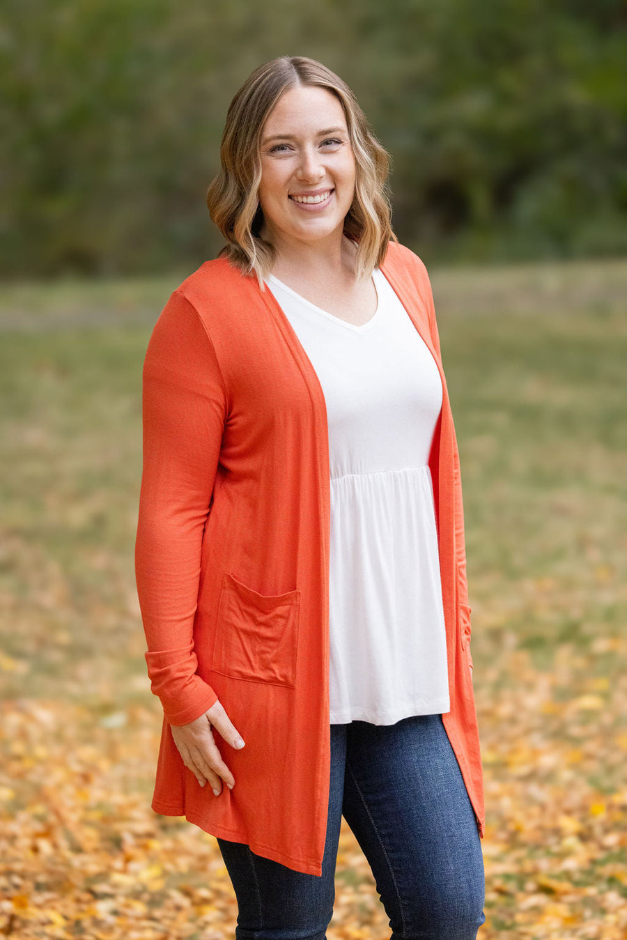 WAREHOUSE Classic Cardigan - Pumpkin FINAL SALE