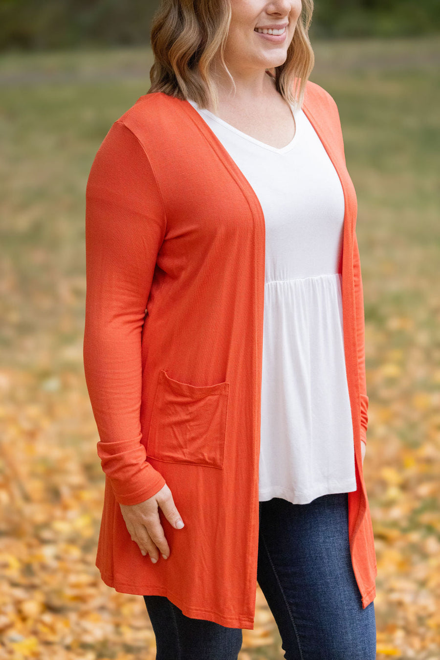 WAREHOUSE Classic Cardigan - Pumpkin FINAL SALE
