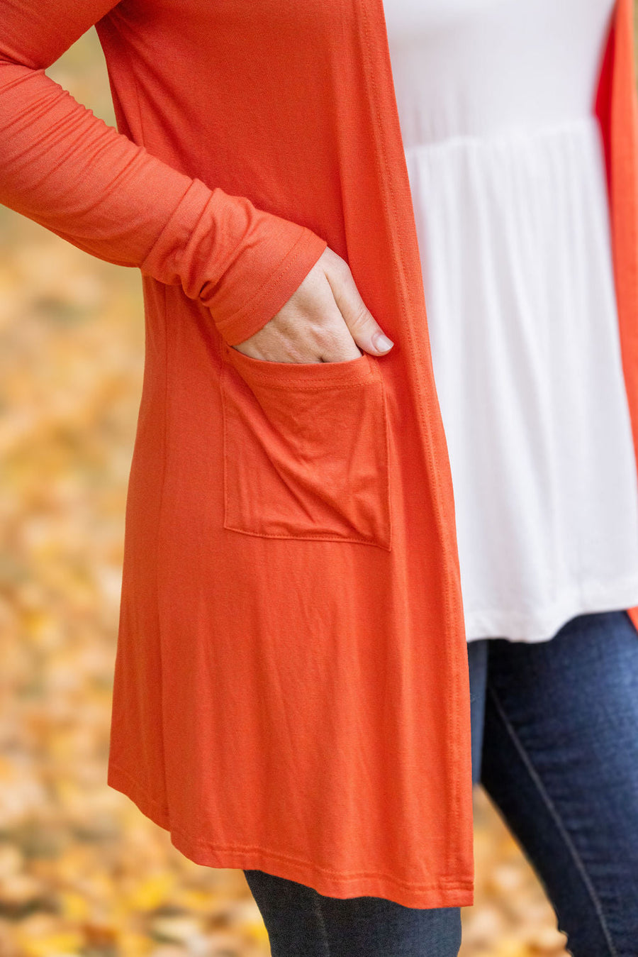 WAREHOUSE Classic Cardigan - Pumpkin FINAL SALE