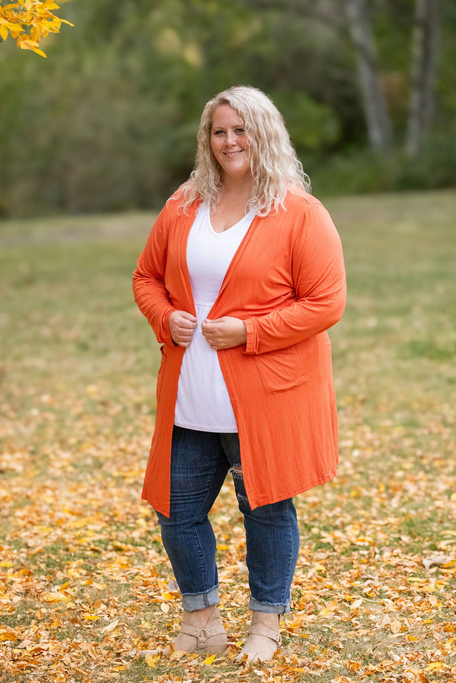 WAREHOUSE Classic Cardigan - Pumpkin FINAL SALE