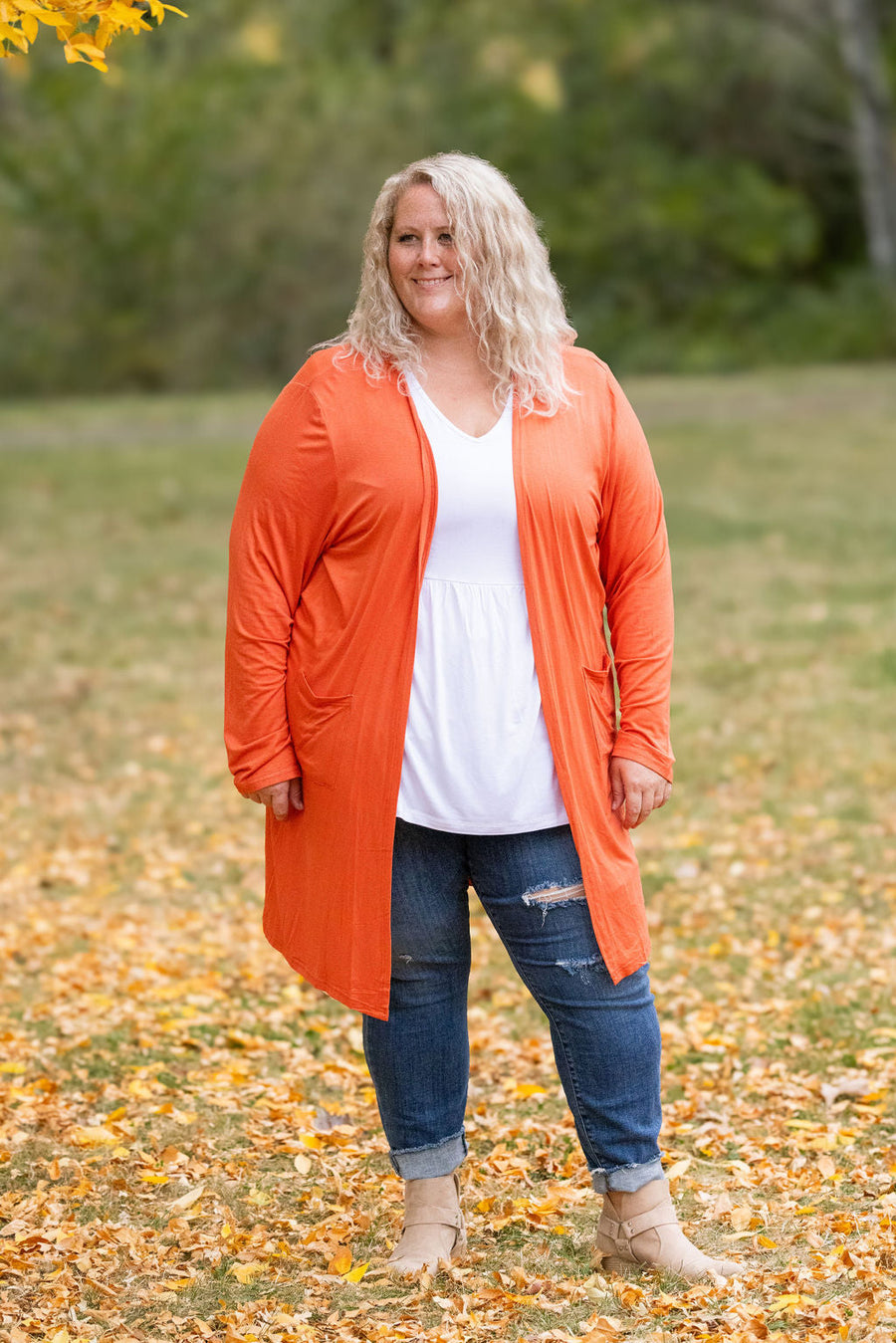 WAREHOUSE Classic Cardigan - Pumpkin FINAL SALE