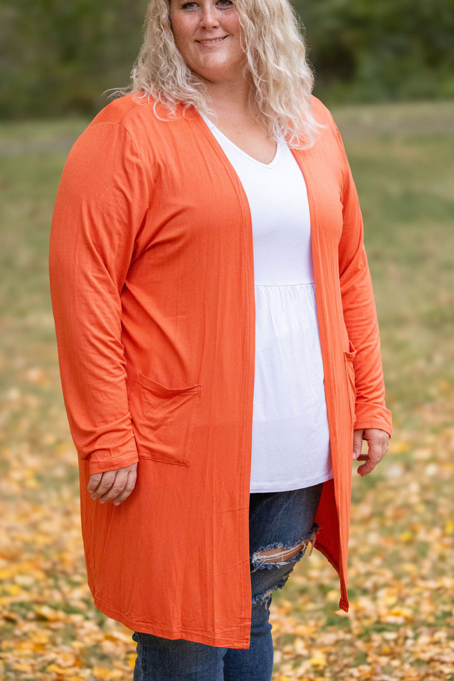 WAREHOUSE Classic Cardigan - Pumpkin FINAL SALE