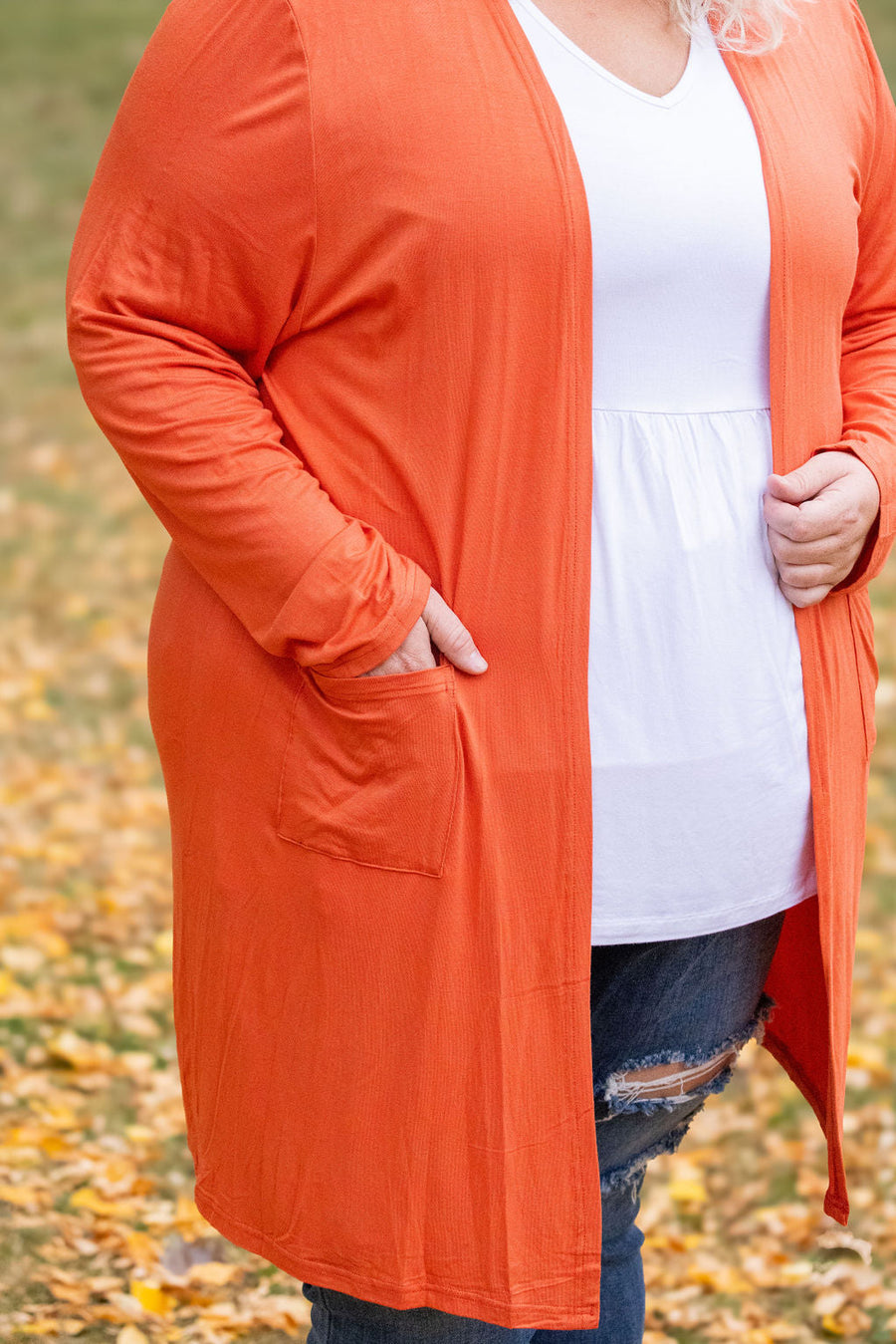 WAREHOUSE Classic Cardigan - Pumpkin FINAL SALE