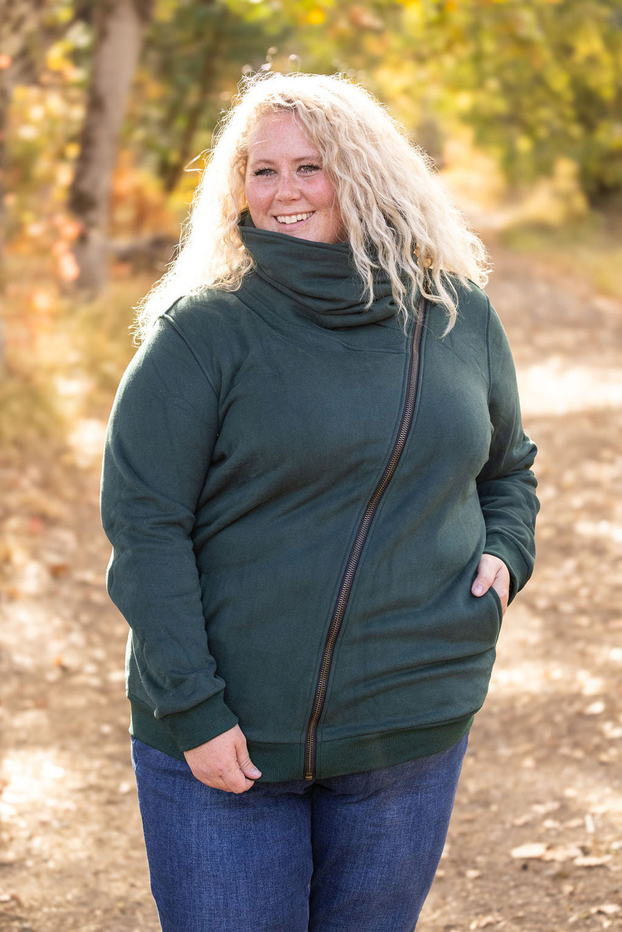 WAREHOUSE Quinn ZipUp Cowl - Evergreen
