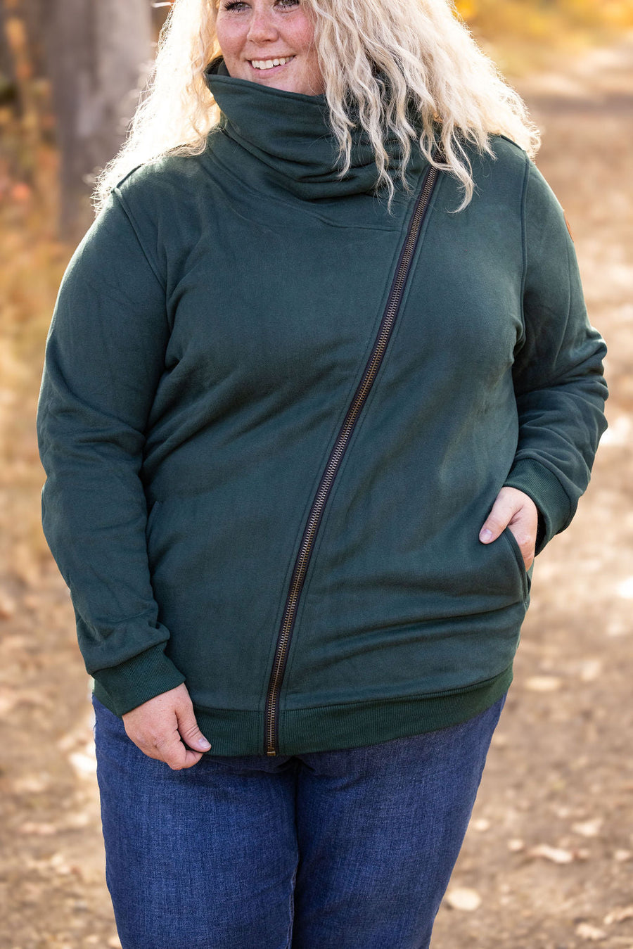 WAREHOUSE Quinn ZipUp Cowl - Evergreen
