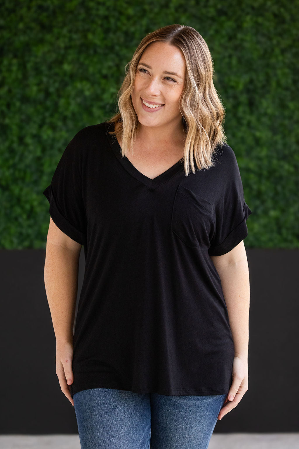 WAREHOUSE Sierra Pocket Top - Black