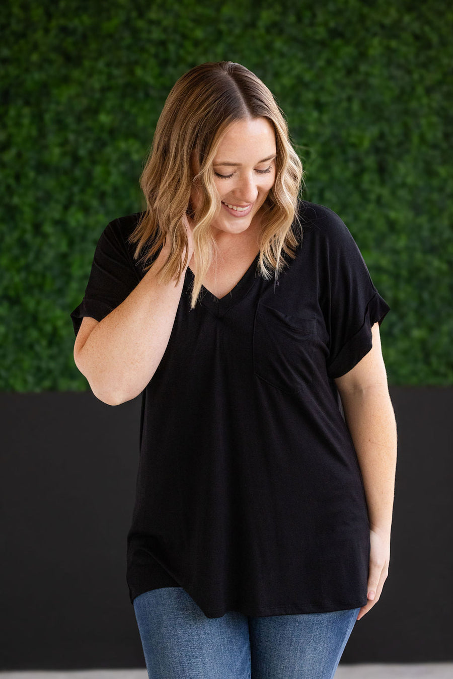 WAREHOUSE Sierra Pocket Top - Black