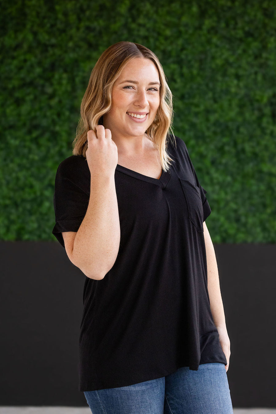WAREHOUSE Sierra Pocket Top - Black