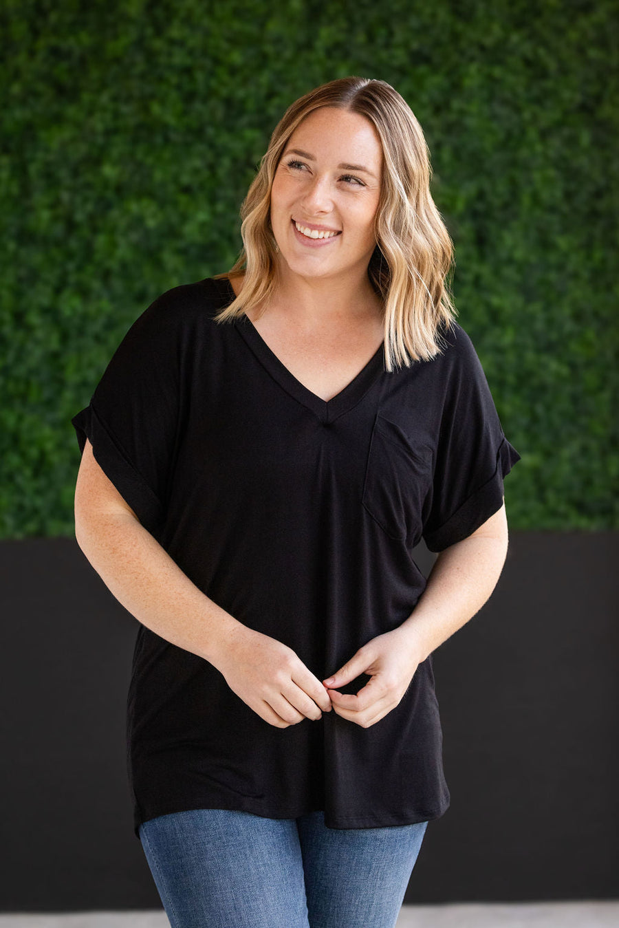 WAREHOUSE Sierra Pocket Top - Black