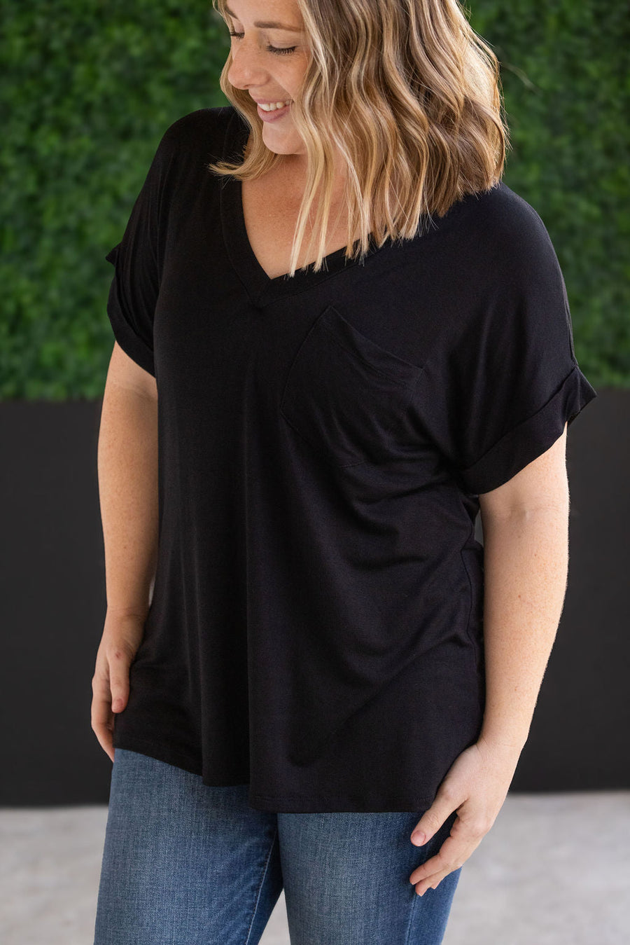 WAREHOUSE Sierra Pocket Top - Black
