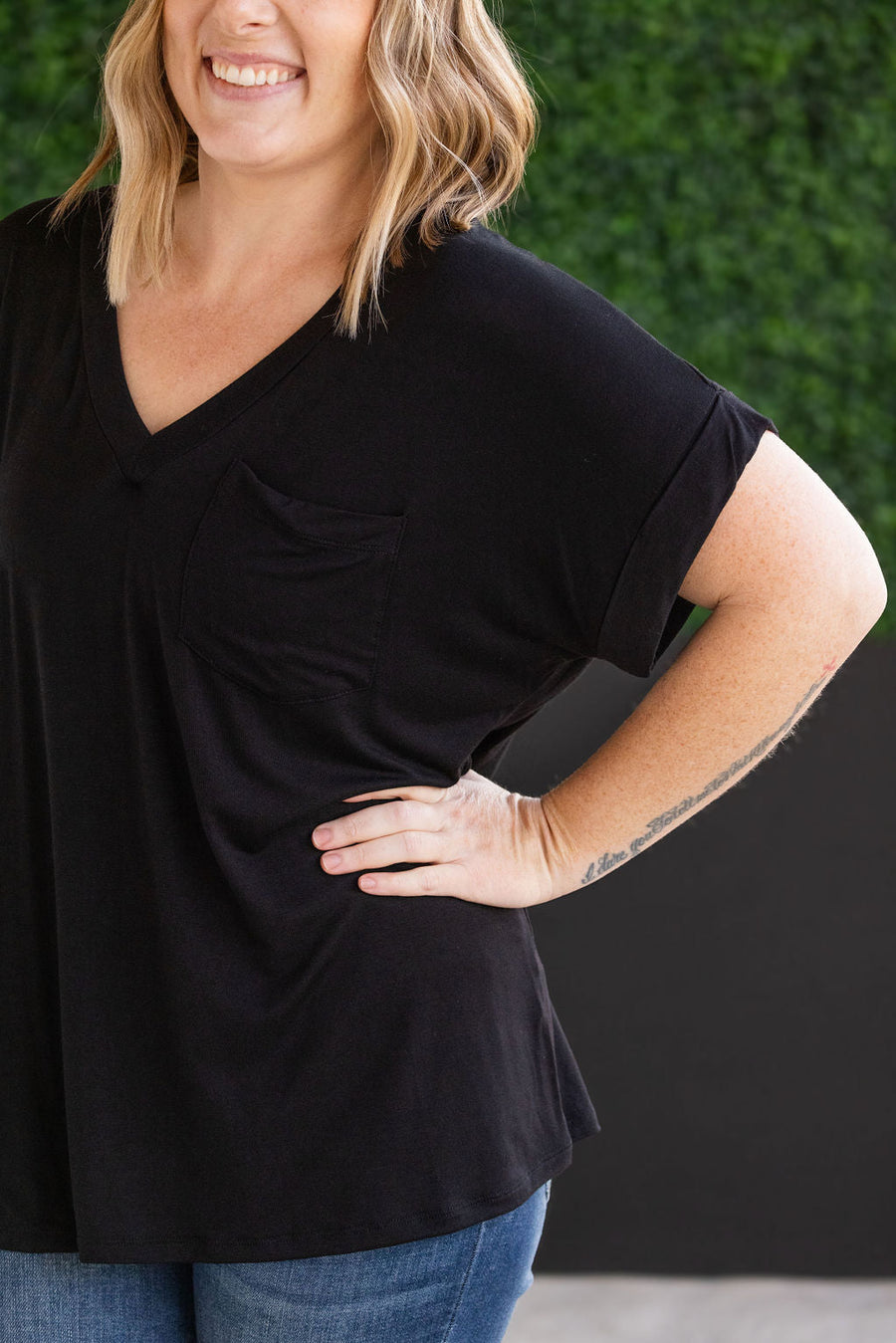 WAREHOUSE Sierra Pocket Top - Black
