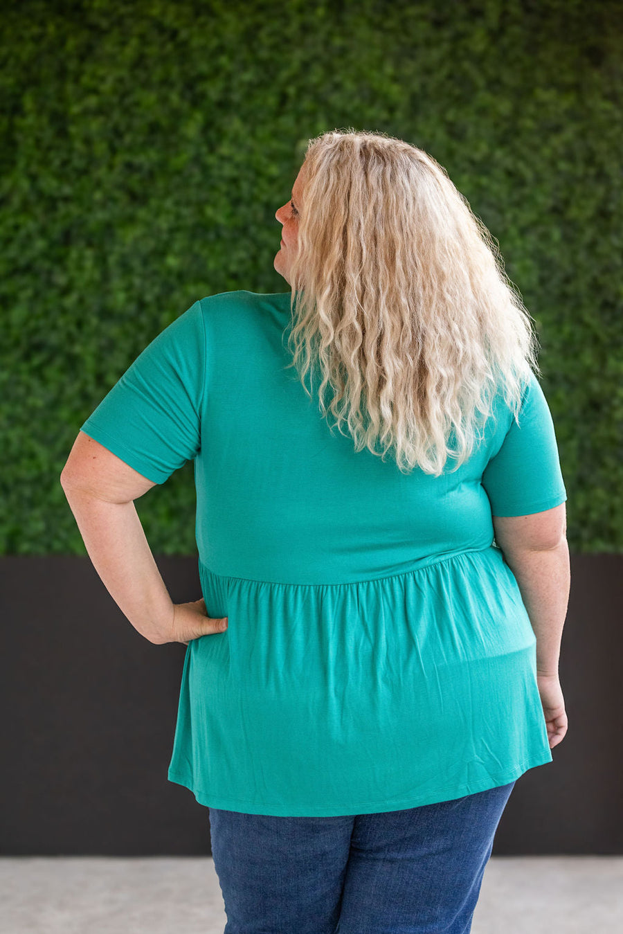 WAREHOUSE Sarah Ruffle Short Sleeve - Teal