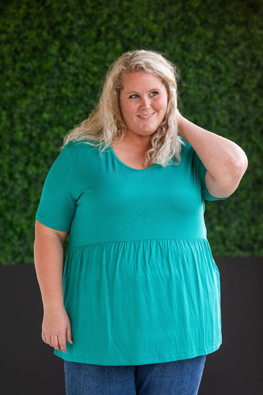 WAREHOUSE Sarah Ruffle Short Sleeve - Teal