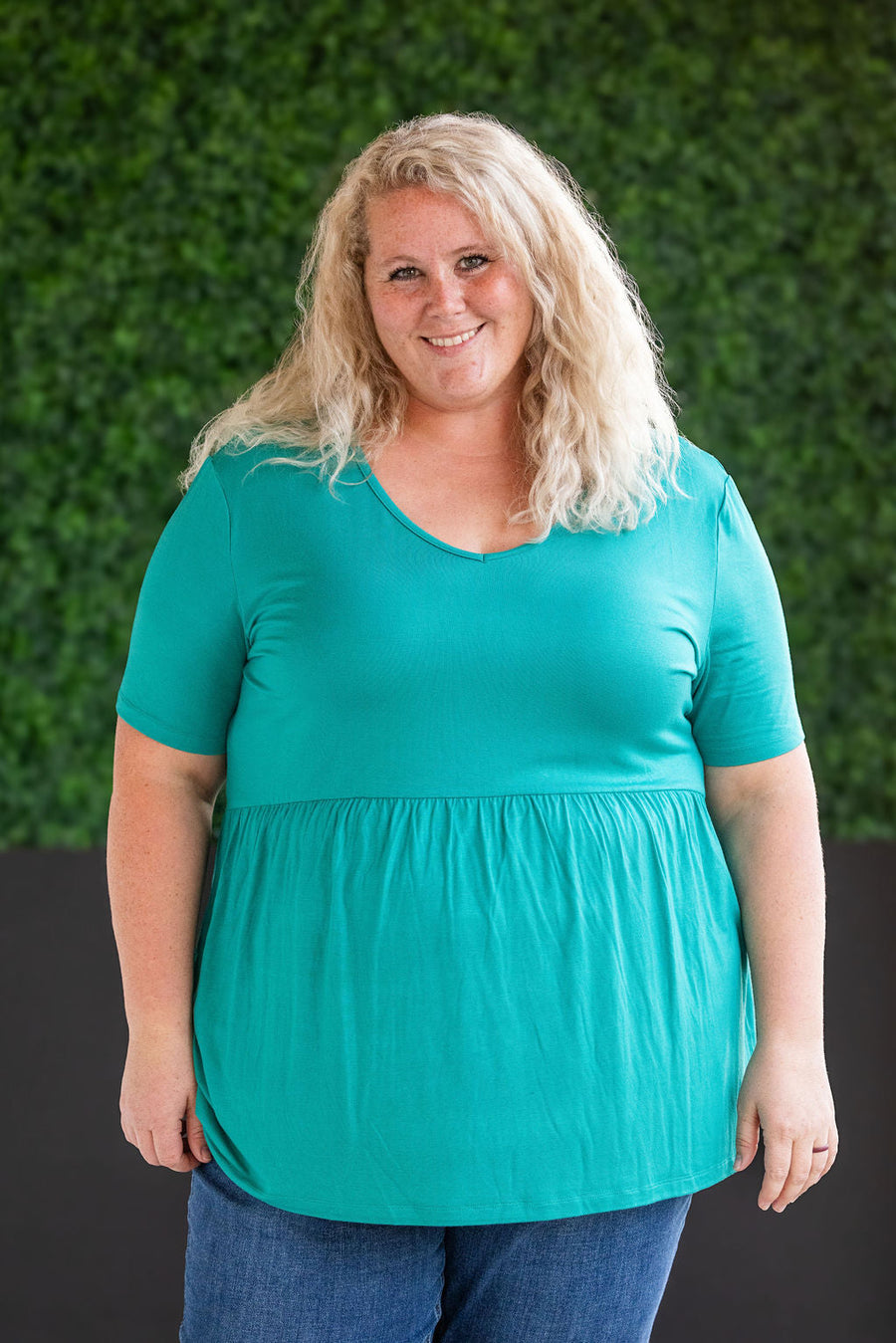 WAREHOUSE Sarah Ruffle Short Sleeve - Teal