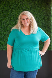 WAREHOUSE Sarah Ruffle Short Sleeve - Teal
