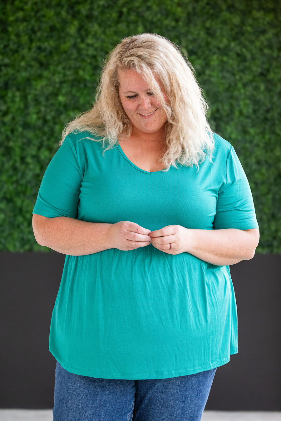 WAREHOUSE Sarah Ruffle Short Sleeve - Teal