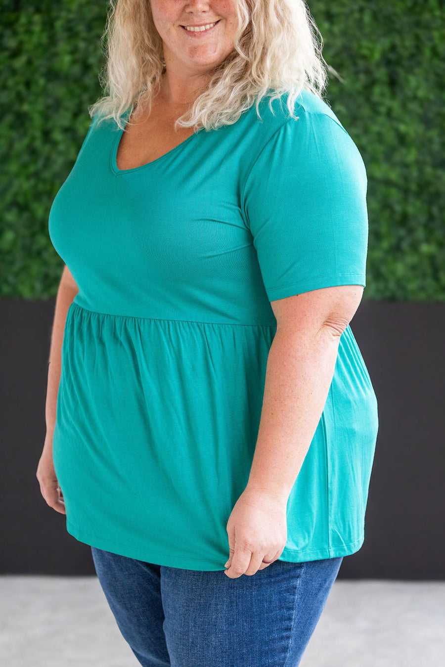 WAREHOUSE Sarah Ruffle Short Sleeve - Teal