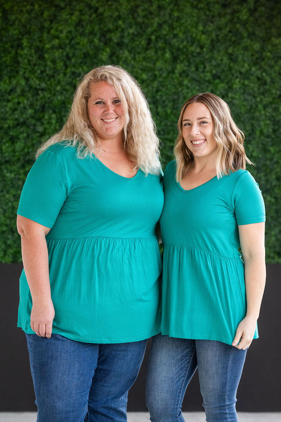 WAREHOUSE Sarah Ruffle Short Sleeve - Teal