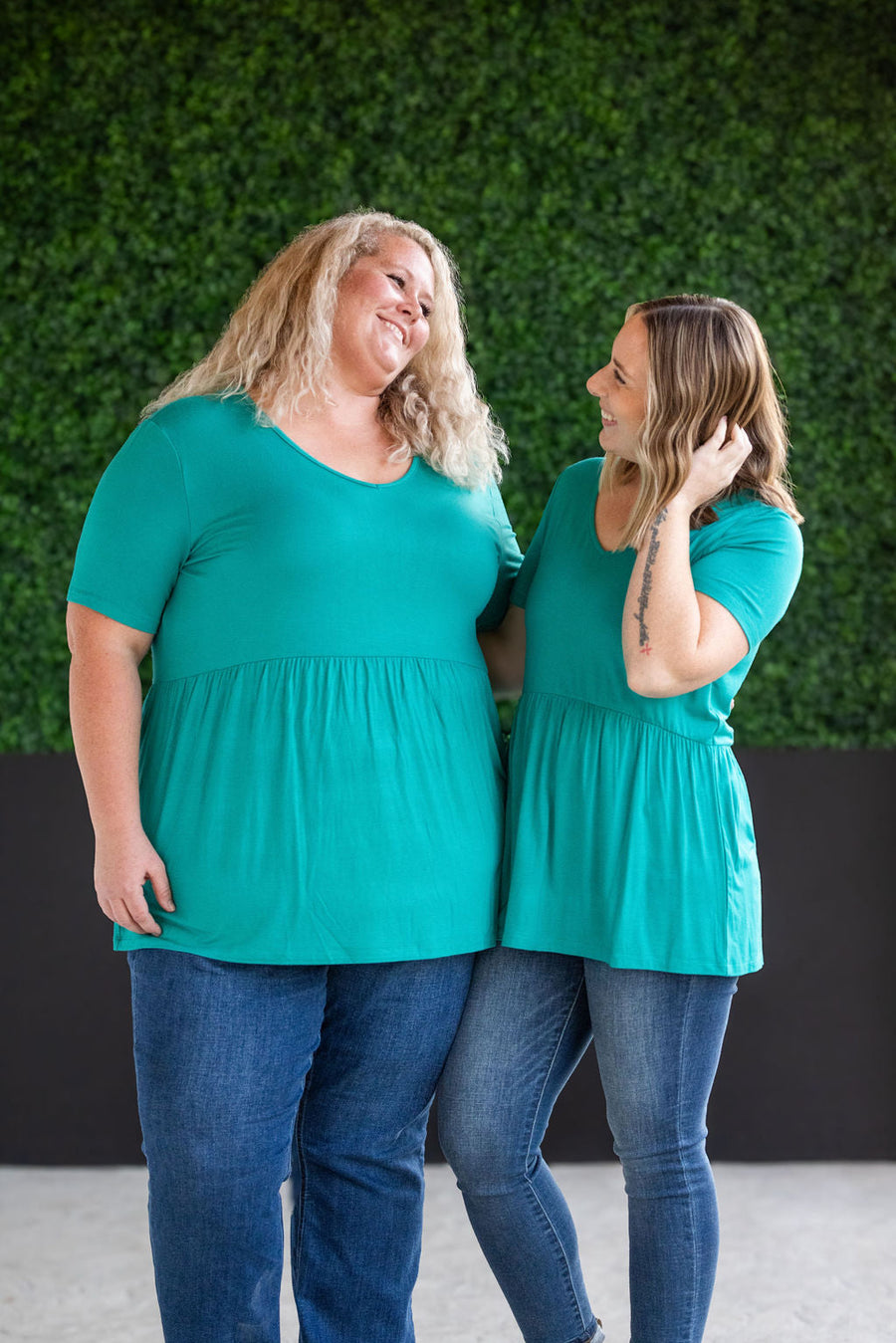 WAREHOUSE Sarah Ruffle Short Sleeve - Teal