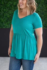 WAREHOUSE Sarah Ruffle Short Sleeve - Teal