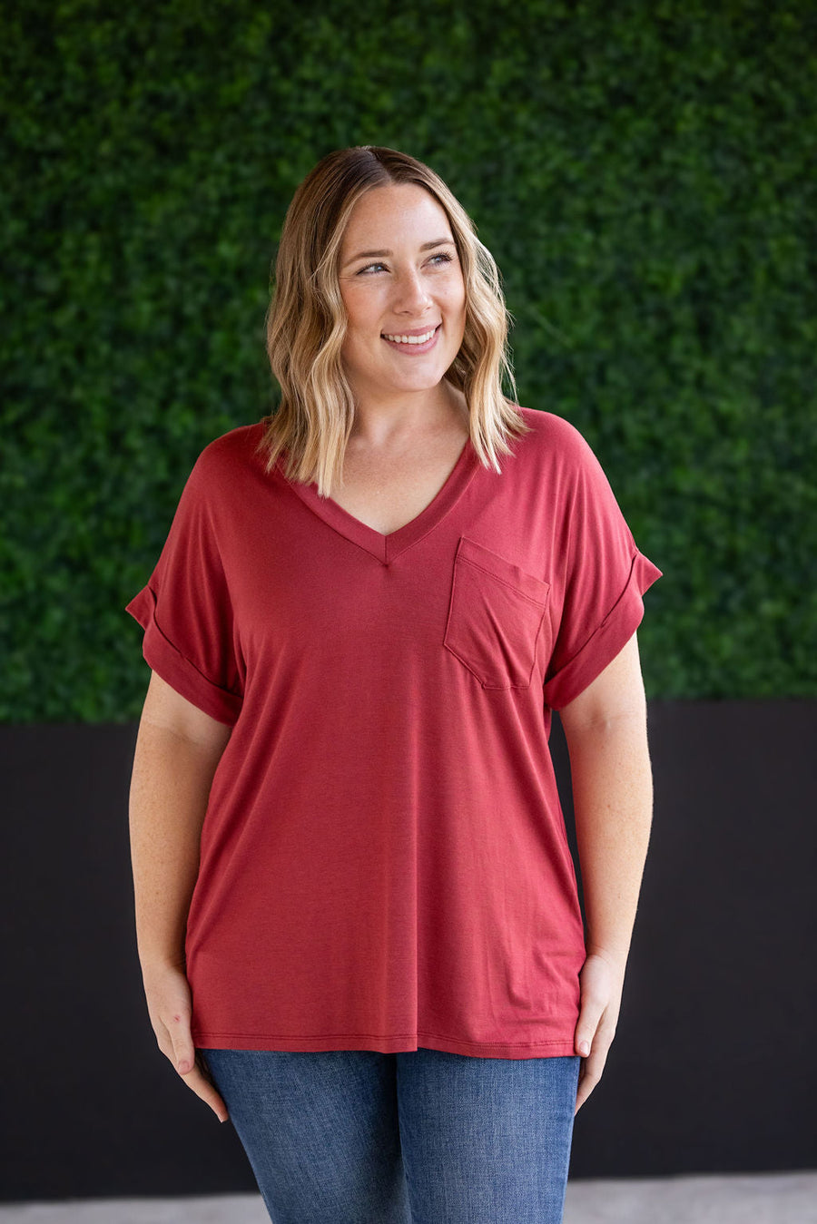 WAREHOUSE Sierra Pocket Top - Terra Cotta