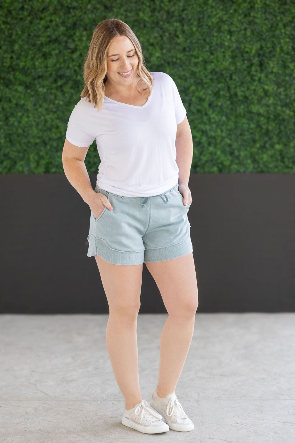 WAREHOUSE French Terry Stevie Shorts - Seabreeze