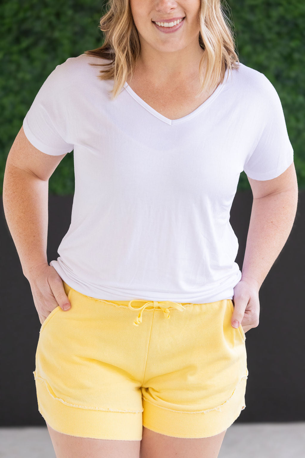WAREHOUSE French Terry Stevie Shorts - Lemon Drop