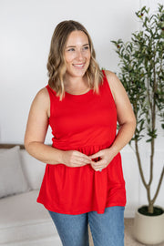 WAREHOUSE Renee Ruffle Tank - Red