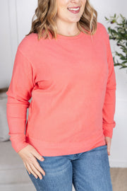 WAREHOUSE Corrine Ribbed Pullover Top - Coral