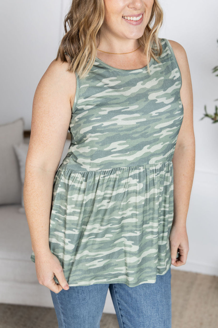 IN STOCK Renee Ruffle Tank Top - Camo