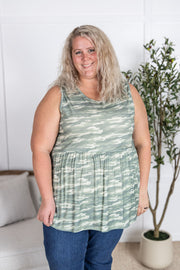 IN STOCK Renee Ruffle Tank Top - Camo