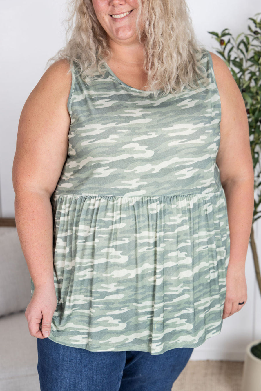IN STOCK Renee Ruffle Tank Top - Camo
