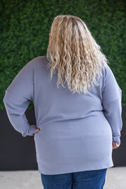 WAREHOUSE Kacey Ribbed Hoodie - Dusty Blue