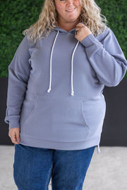 WAREHOUSE Kacey Ribbed Hoodie - Dusty Blue