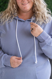 WAREHOUSE Kacey Ribbed Hoodie - Dusty Blue