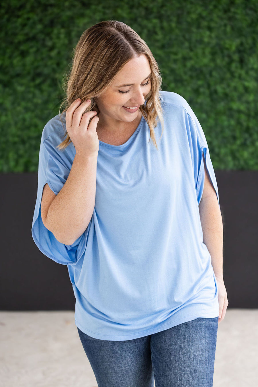 WAREHOUSE Darcy Dolman Top - Sky Blue