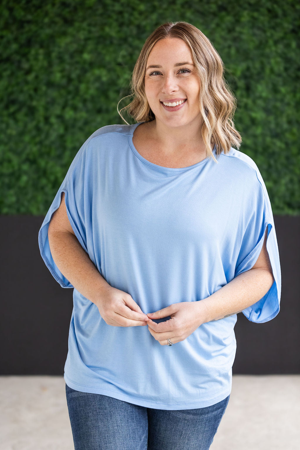 WAREHOUSE Darcy Dolman Top - Sky Blue