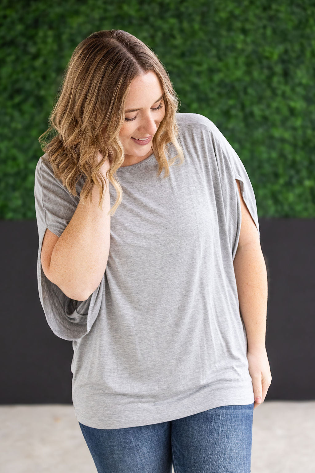 WAREHOUSE Darcy Dolman Top - Light Grey