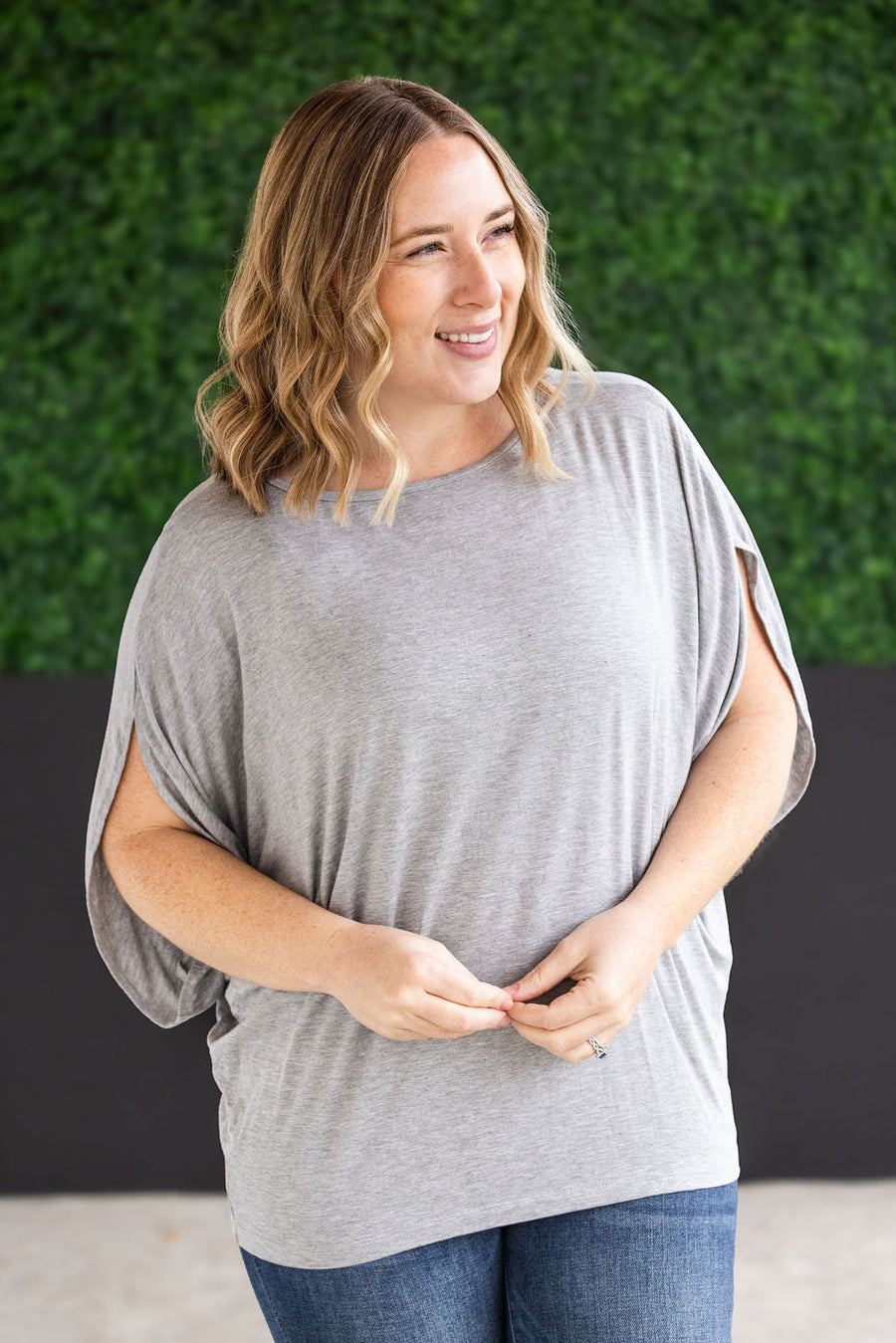 WAREHOUSE Darcy Dolman Top - Light Grey