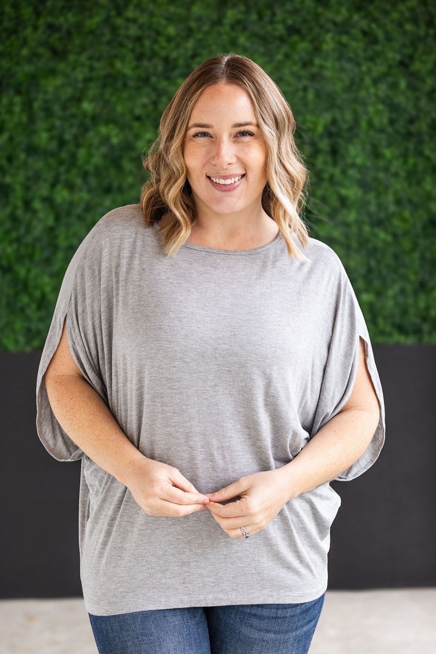 WAREHOUSE Darcy Dolman Top - Light Grey
