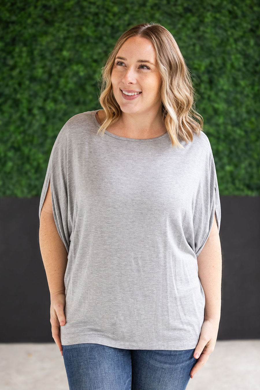 WAREHOUSE Darcy Dolman Top - Light Grey
