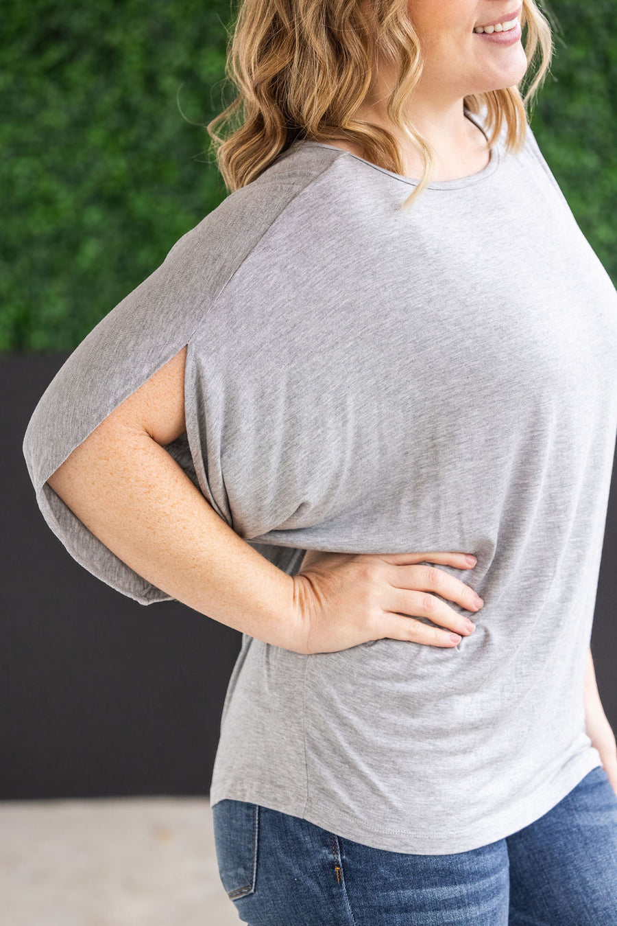 WAREHOUSE Darcy Dolman Top - Light Grey