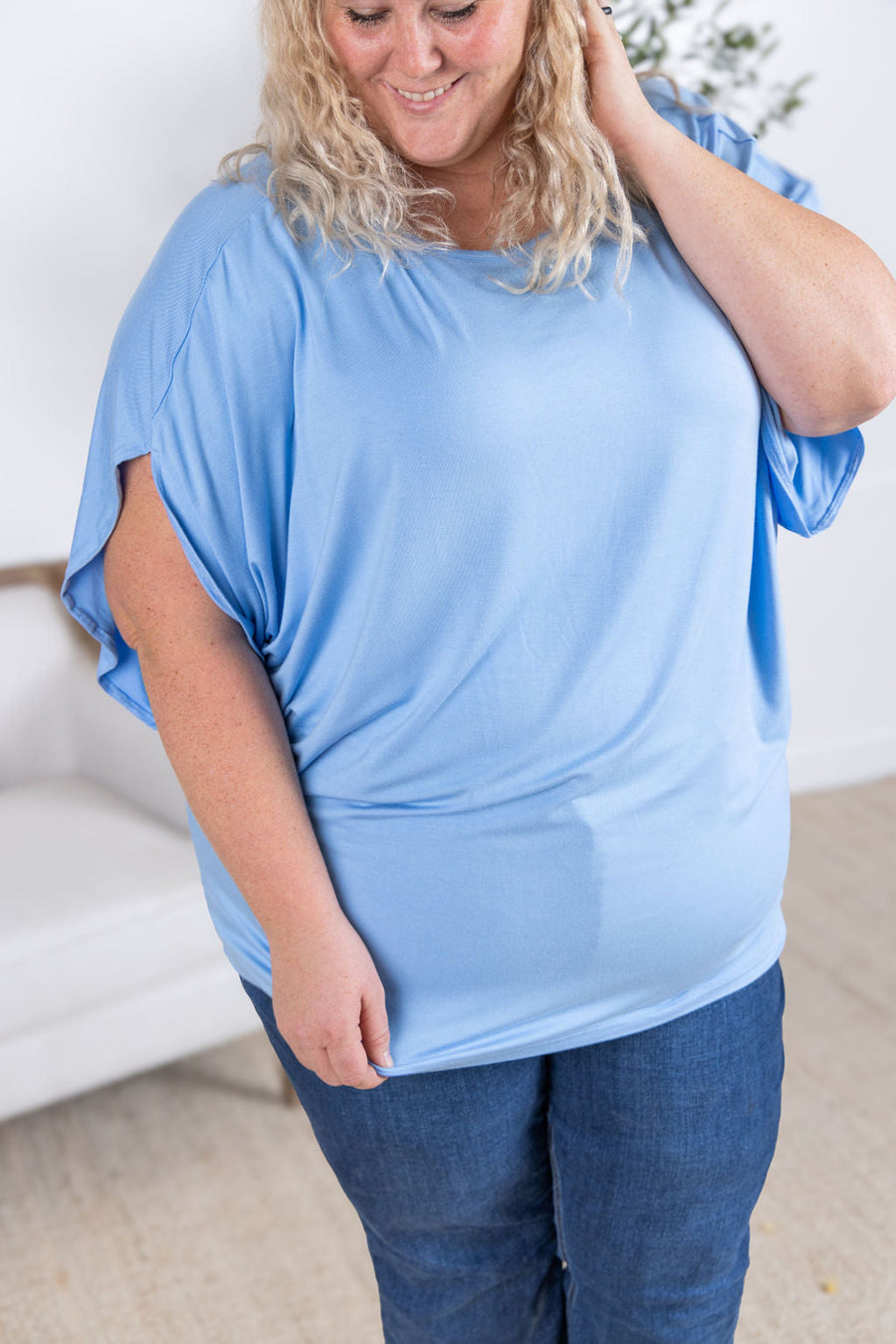 WAREHOUSE Darcy Dolman Top - Sky Blue
