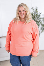WAREHOUSE Corrine Ribbed Pullover Top - Coral
