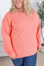 WAREHOUSE Corrine Ribbed Pullover Top - Coral