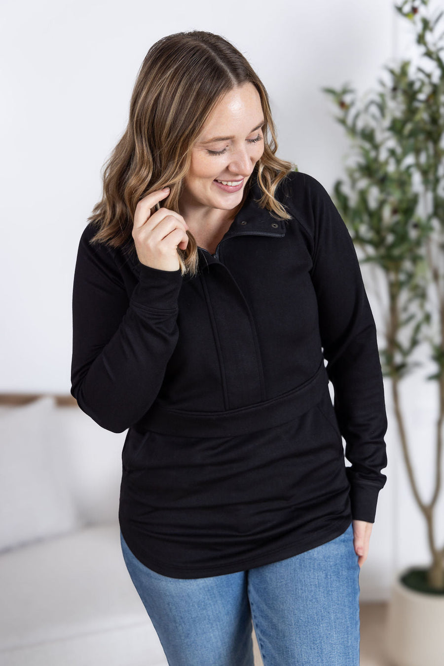 WAREHOUSE Mia Scuba Halfzip - Black